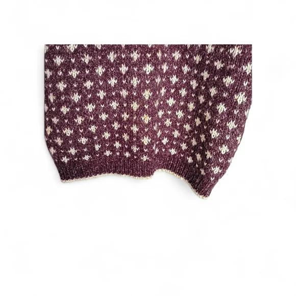 Knit Stitches  Burgundy and Cream Vintage Crewneck Sweater - Size M - Picture 3 of 6